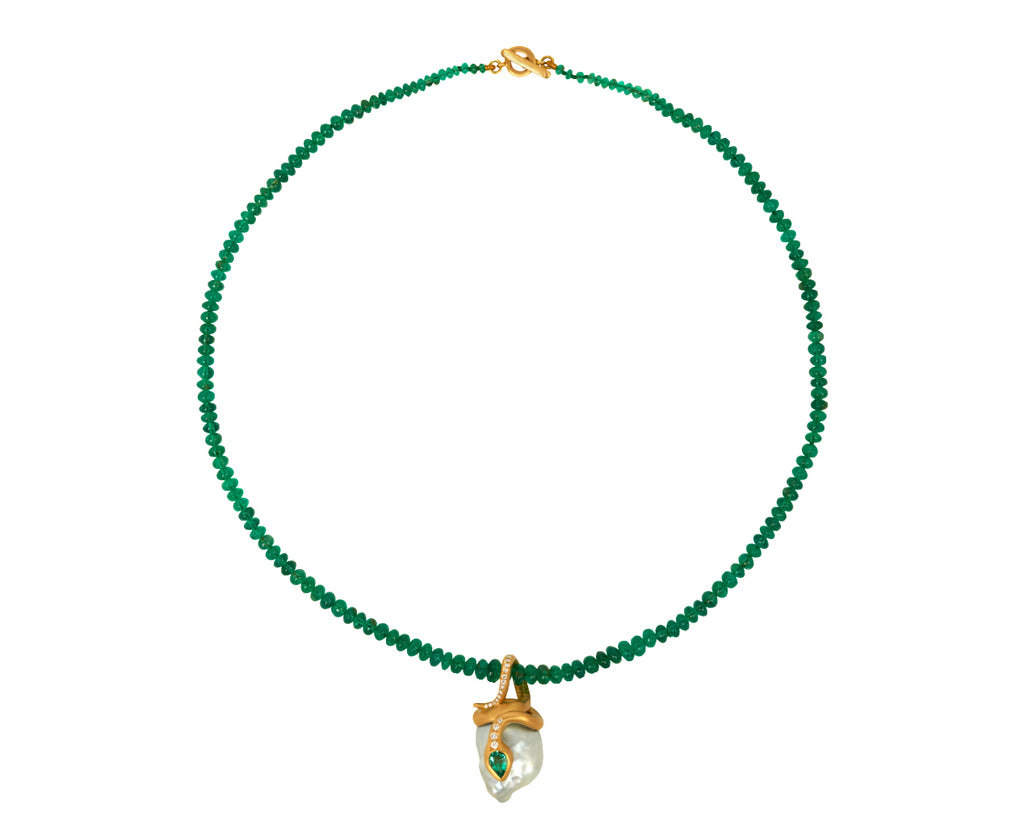 Zambian Emerald Bead Pearl Snake Necklace - TWISTonline 
