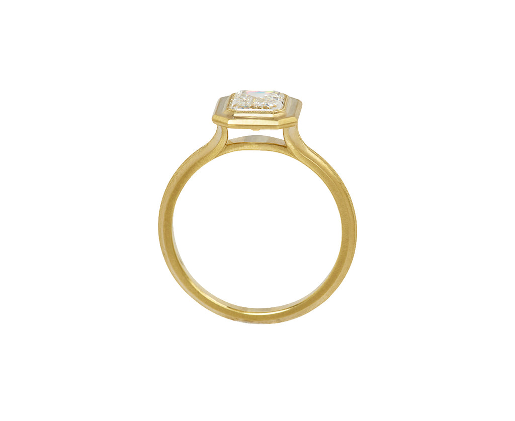 Jin Bezel Emerald Cut Diamond Solitaire