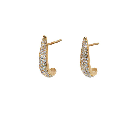 Gold Pavé Diamond Claw Stud Earrings