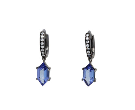 Eva Fehren Elongated Offset Sapphire Huggie Hoop Earrings