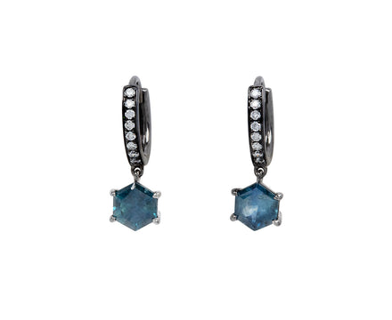 Eva Fehren Offset Sapphire Huggie Hoop Earrings