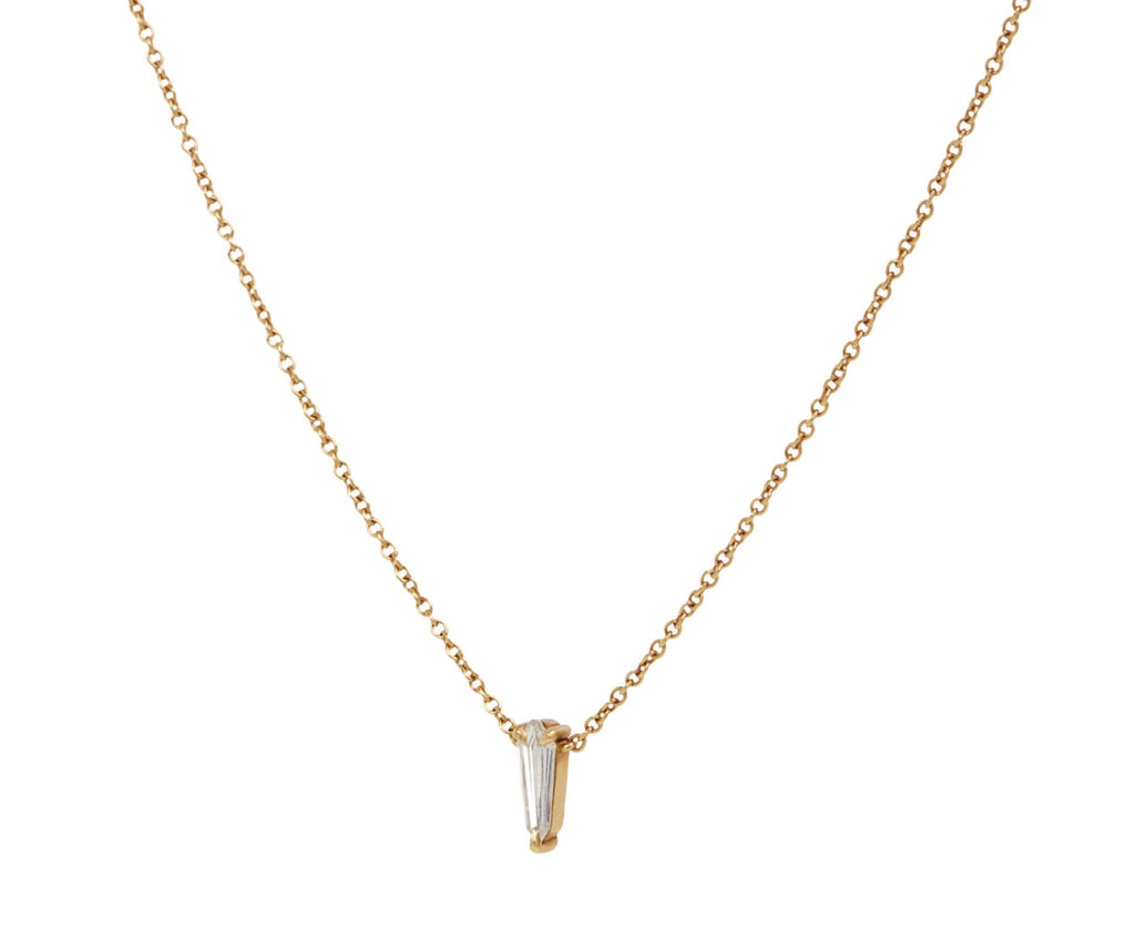 Eva Fehren Champagne Diamond Offset Warrior Pendant Necklace Side View