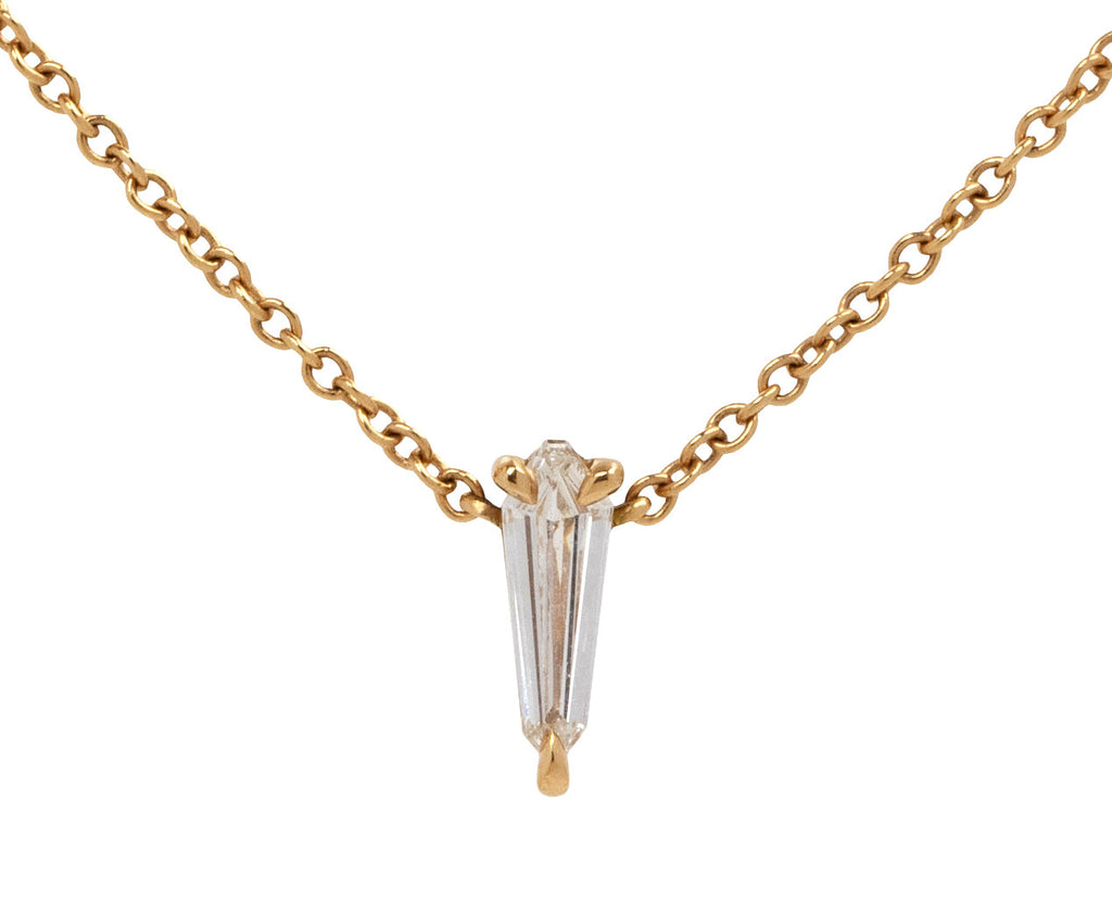 Eva Fehren Champagne Diamond Offset Warrior Pendant Necklace Close Up Pendant