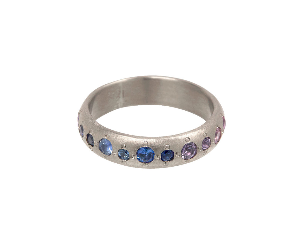 White Gold Rainbow Sapphire Band
