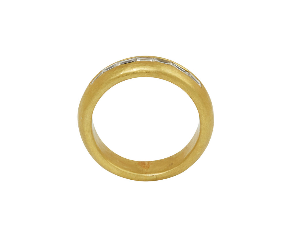 Annie Fensterstock Half Round Baguette Diamond River Ring - top down