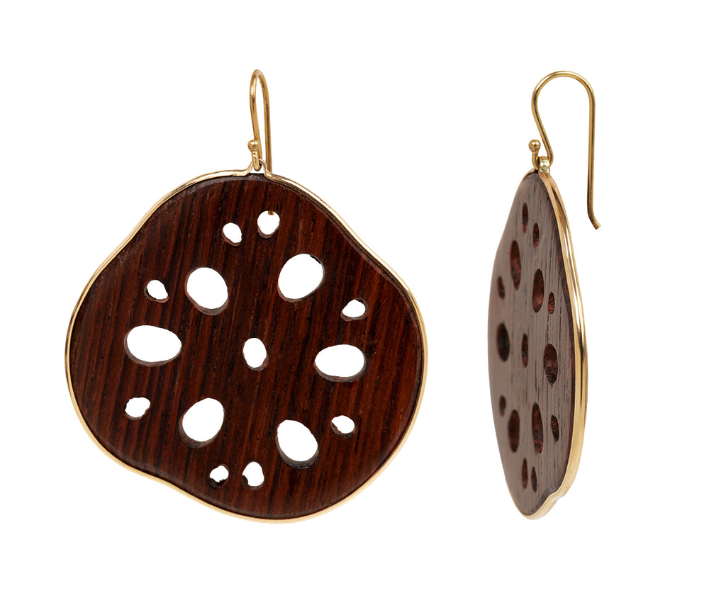 Annette Ferdinandsen Rosewood Lotus Root Earrings - side