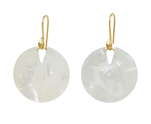 Medium Mother-of-Pearl Lily Pad Earrings