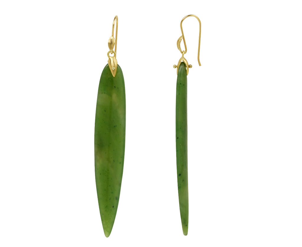 Annette Ferdinandsen Jade Leaf Earrings - Side View