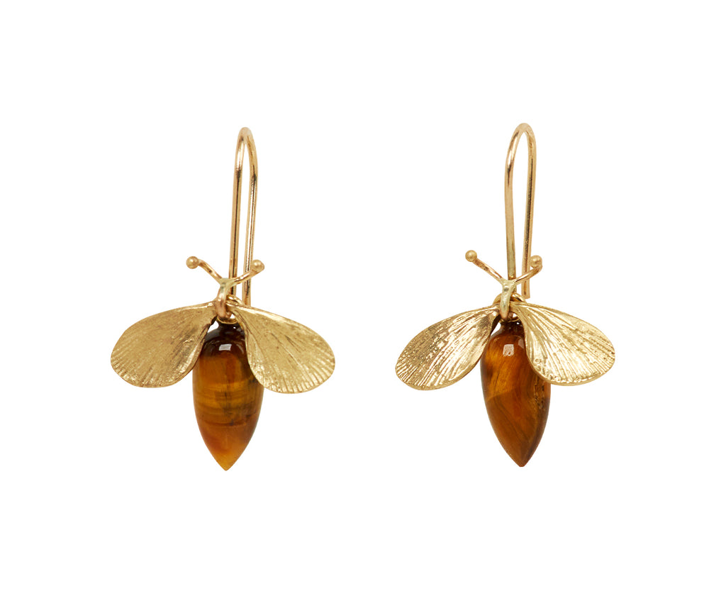 Annette Ferdinandsen Tiger's Eye Jeweled Bug Earrings
