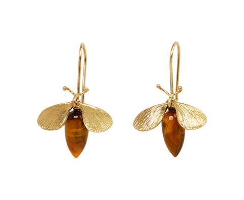 Annette Ferdinandsen Tiger's Eye Jeweled Bug Earrings