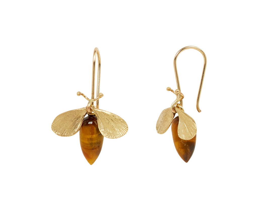 Annette Ferdinandsen Tiger's Eye Jeweled Bug Earrings - side