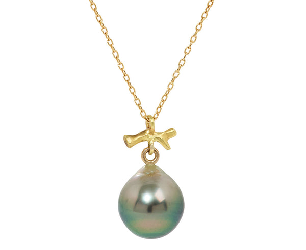 Annette Ferdinandsen Black Pearl and Diamond Twig Pendant Necklace photo 3