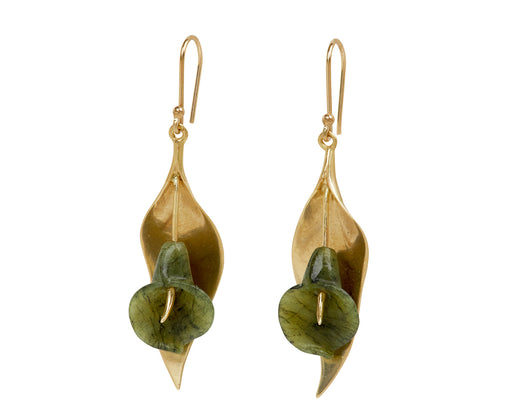 Large Jade Cala Lily Earrings