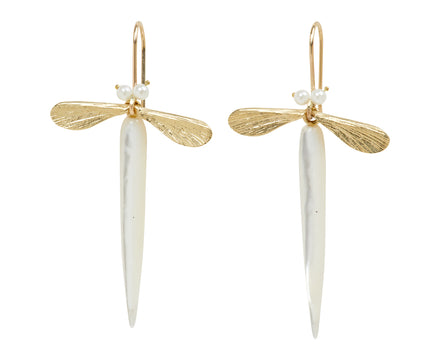 Mother-of-Pearl Jeweled Damsel Fly Earrings - TWISTonline 