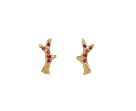 Annette Ferdinandsen Tiny Ruby Thorn Branch Stud Earrings