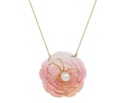Pink Conch Enchanted Garden Spider Necklace