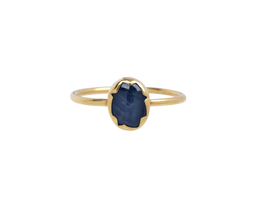 Blue Star Sapphire Egg Stacker Ring