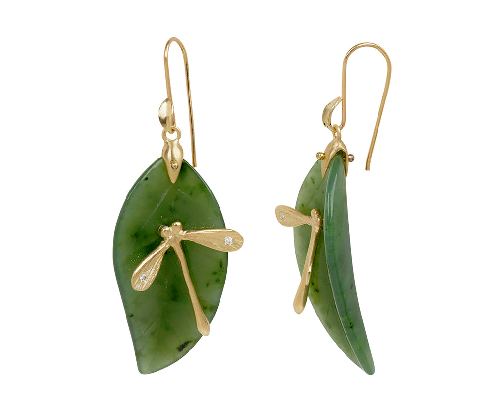 Jade Enchanted Leaf with Damsel Earrings