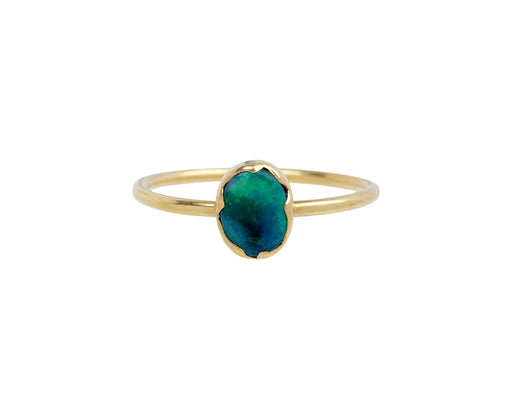 Dark Lightning Ridge Opal Egg Stacker Ring
