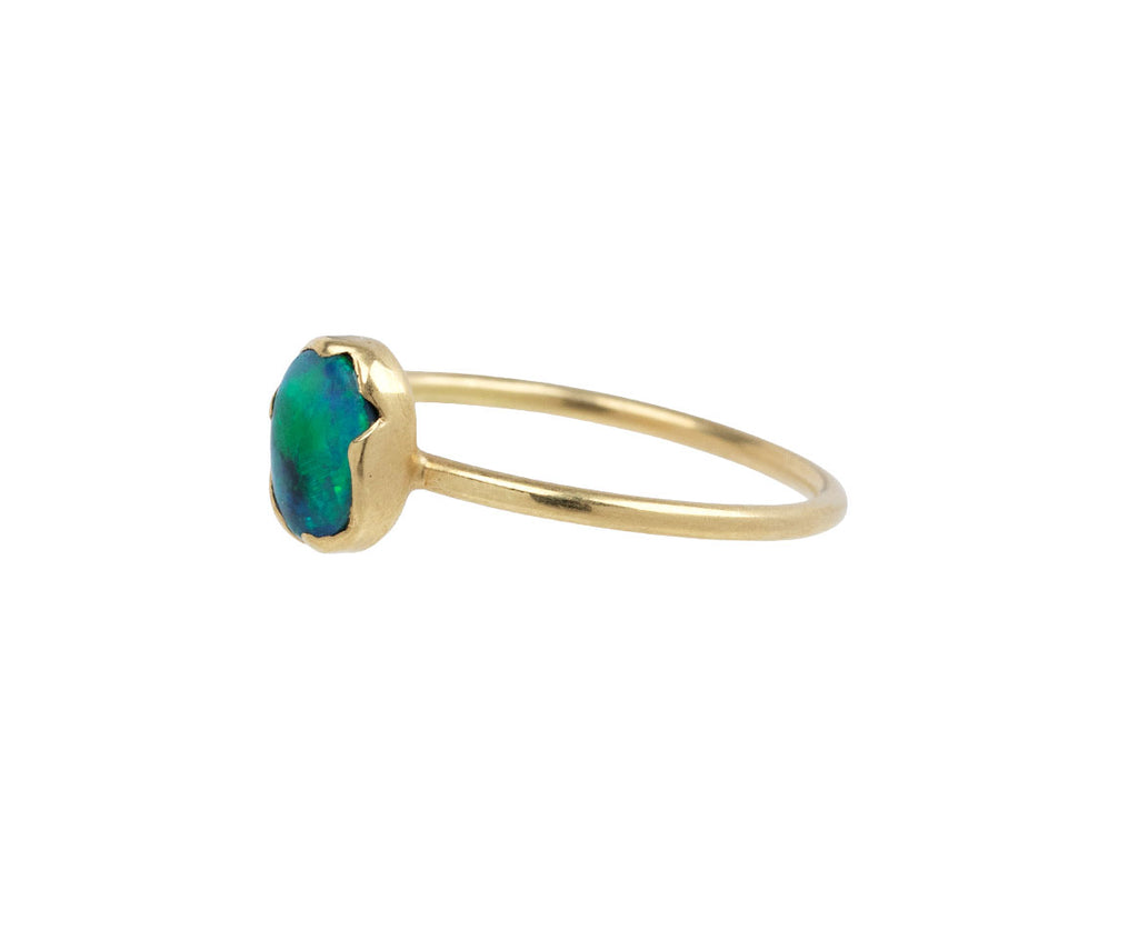 Dark Lightning Ridge Opal Egg Stacker Ring