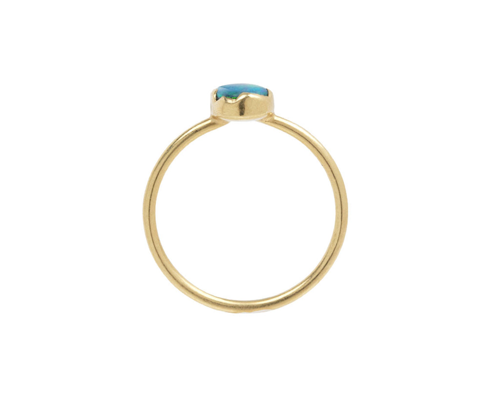 Dark Lightning Ridge Opal Egg Stacker Ring