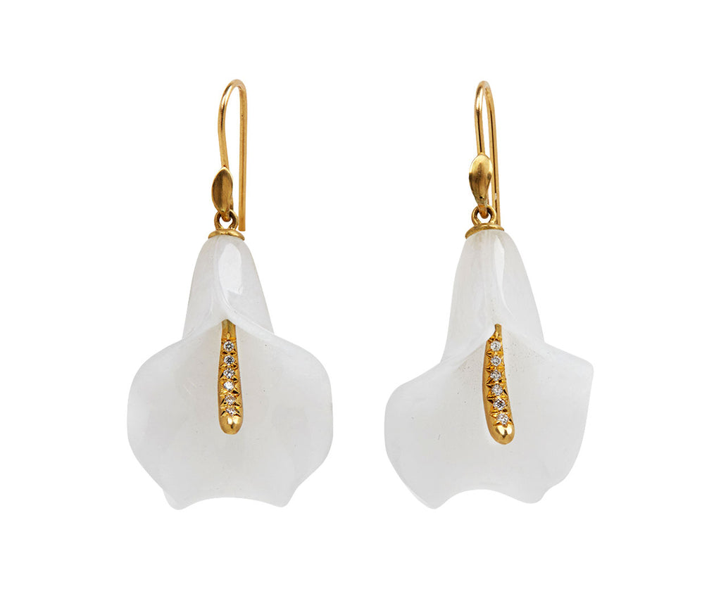 White Jade Cala Lily Drop Earrings
