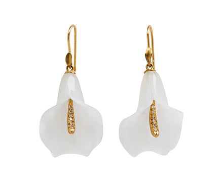 White Jade Cala Lily Drop Earrings