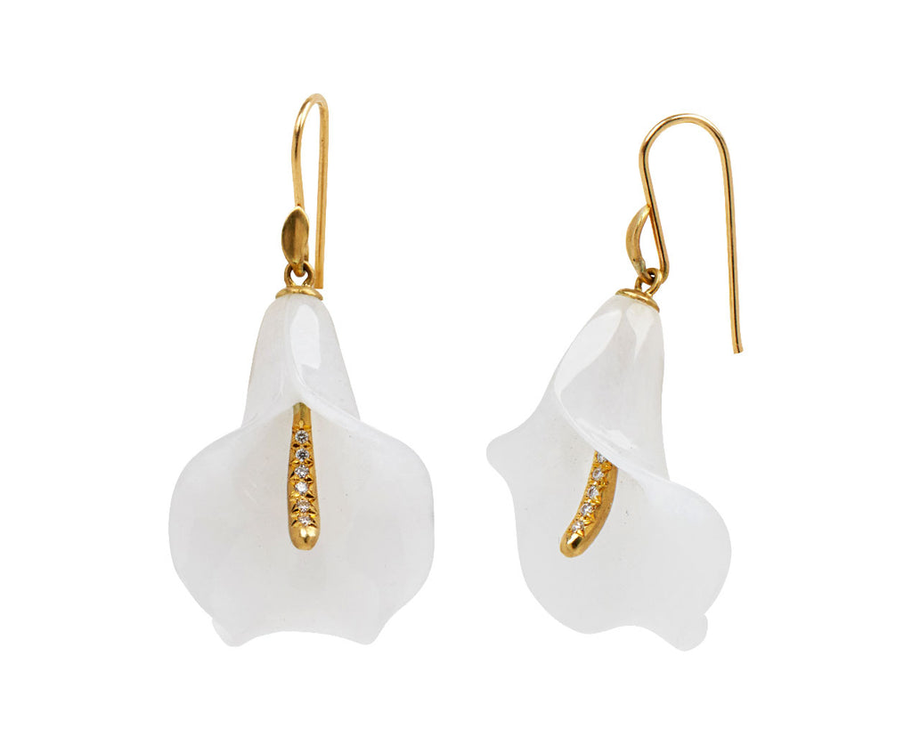 White Jade Cala Lily Drop Earrings