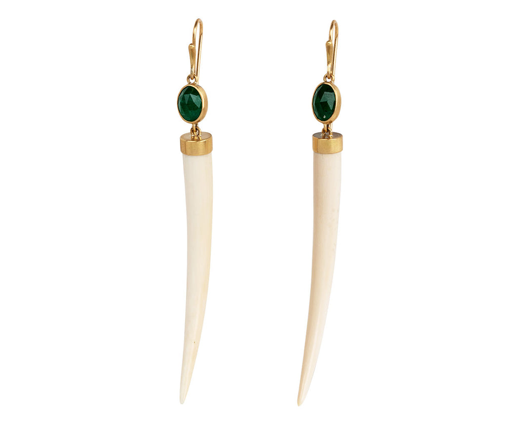 Mammoth Tusk and Emerald Drop earrings