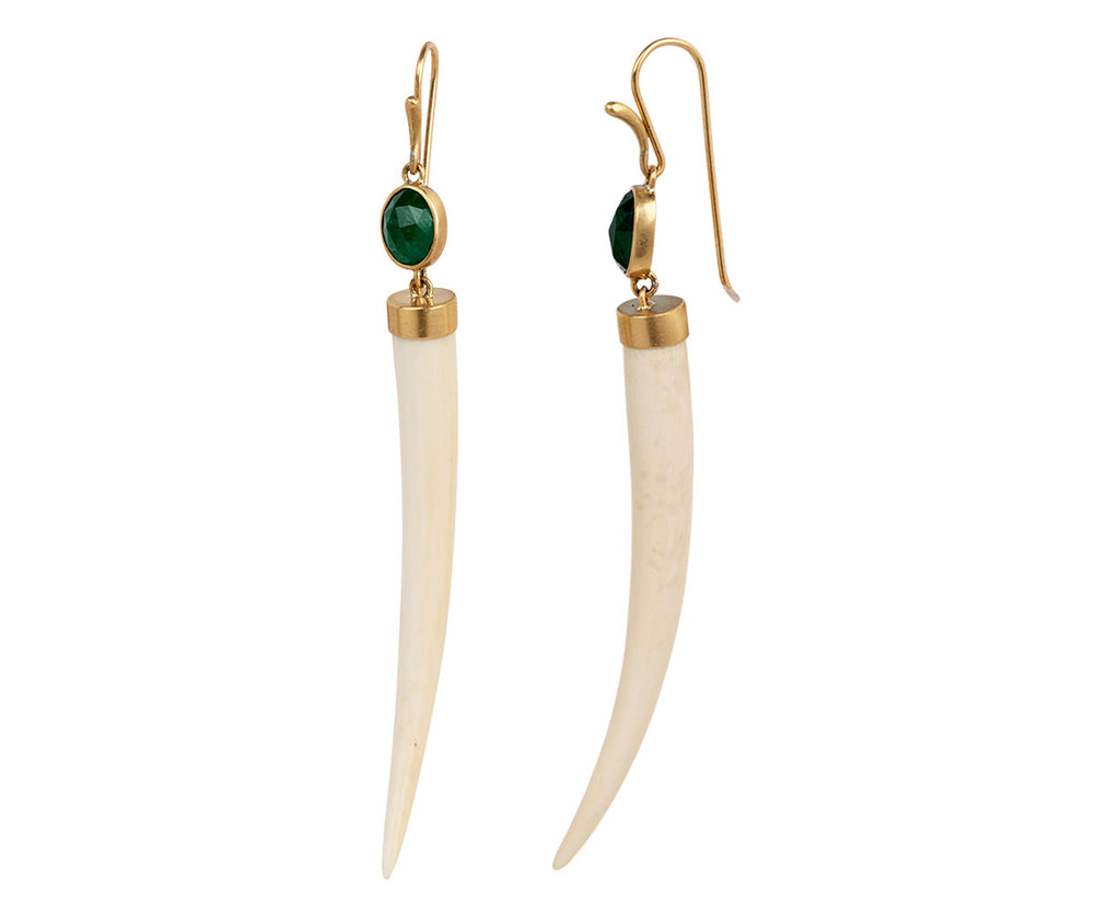 Mammoth Tusk and Emerald Drop earrings