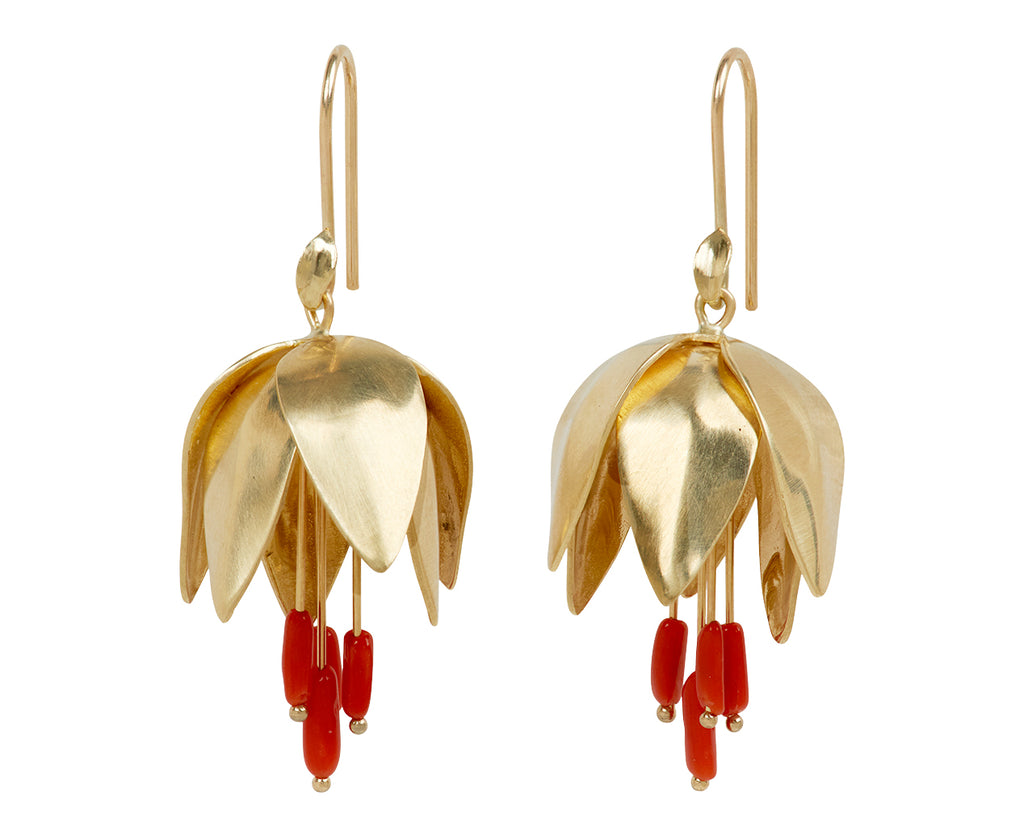 Coral Gold Crown Imperial Earrings