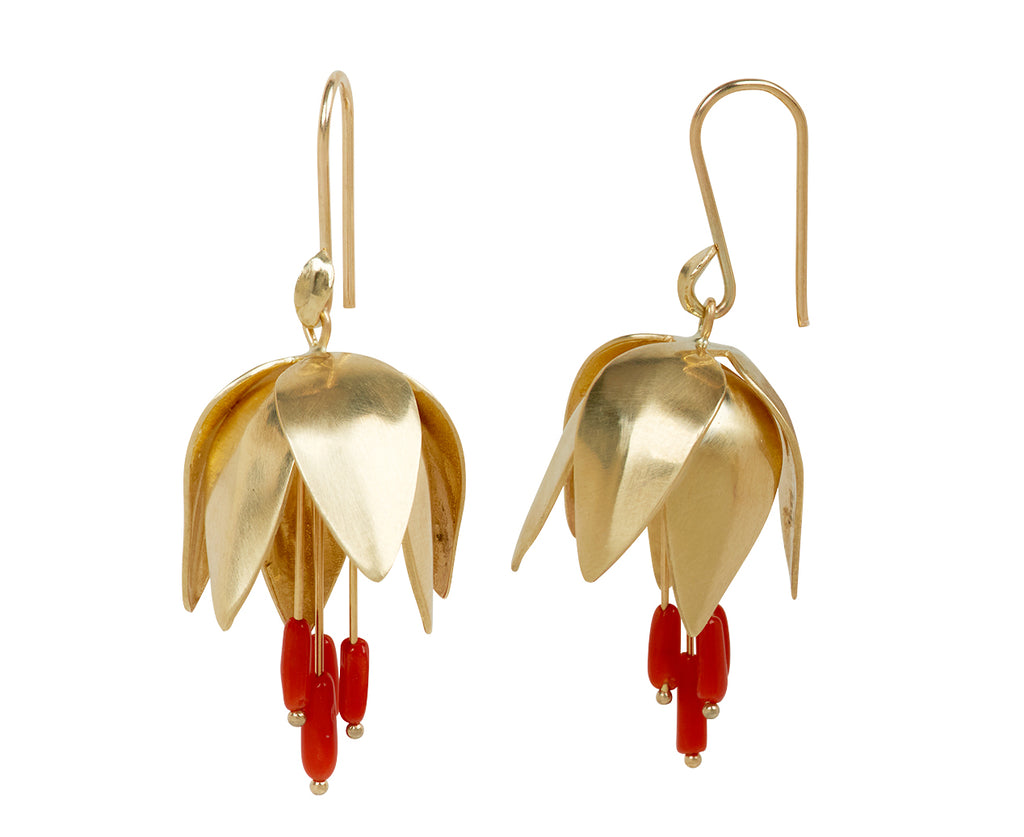 Coral Gold Crown Imperial Earrings
