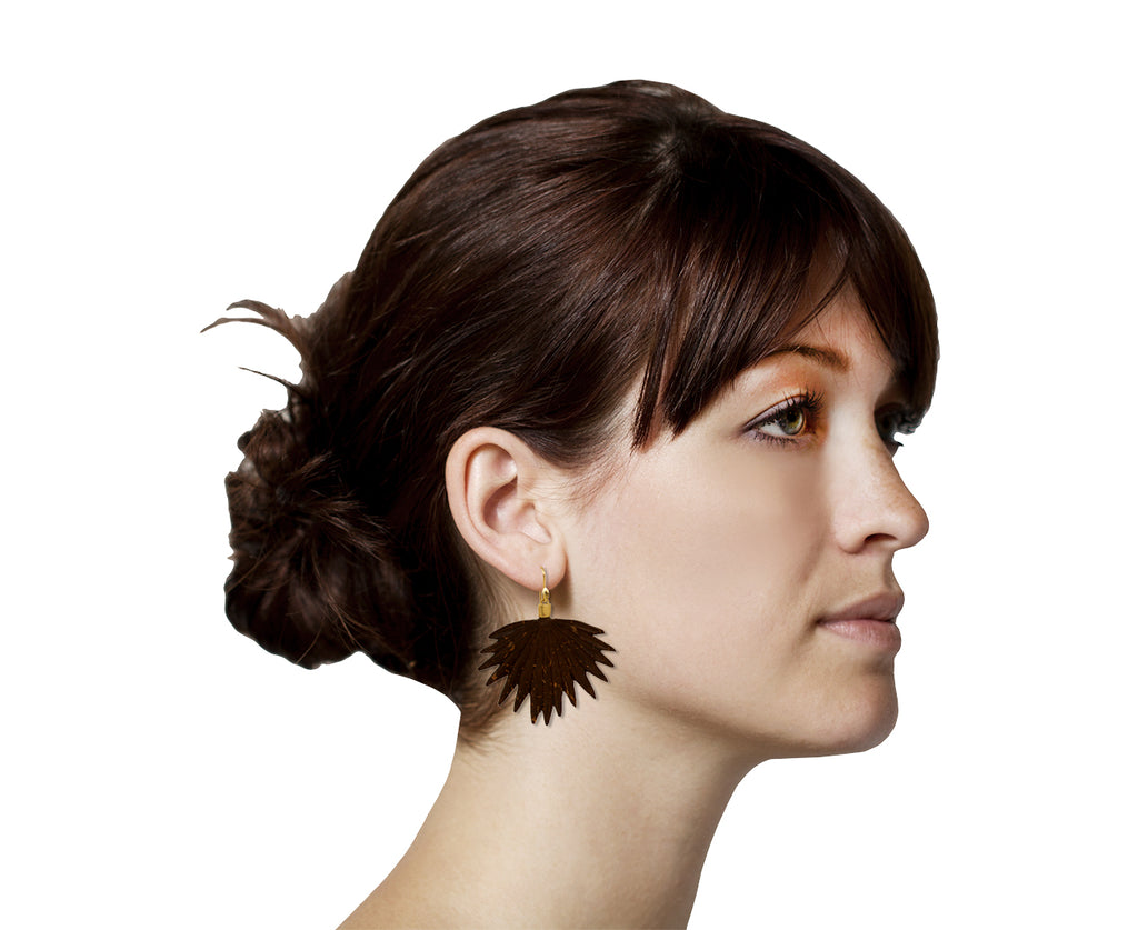 Annette Ferdinandsen Coconut Shell Fan Palms Earrings - profile