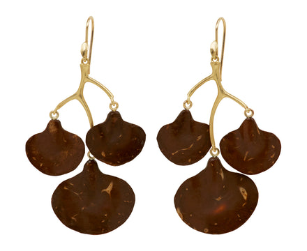 Annette Ferdinandsen Coconut Shell Ginko Branch Earrings