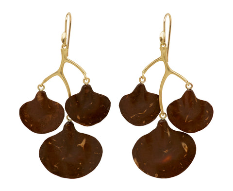 Annette Ferdinandsen Coconut Shell Ginko Branch Earrings