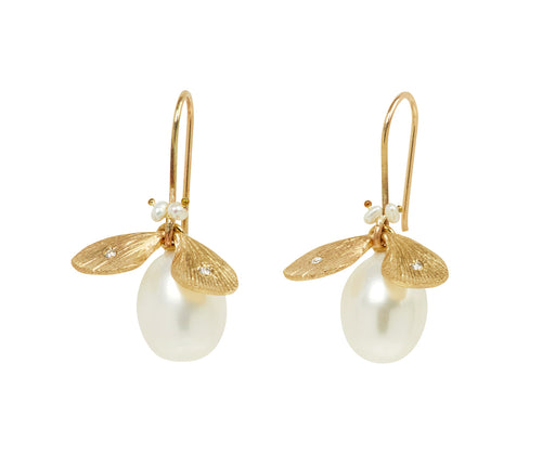 Annette Ferdinandsen Pearl and Diamond Jeweled Bug Earrings