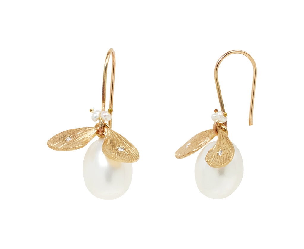Annette Ferdinandsen Pearl and Diamond Jeweled Bug Earrings - side