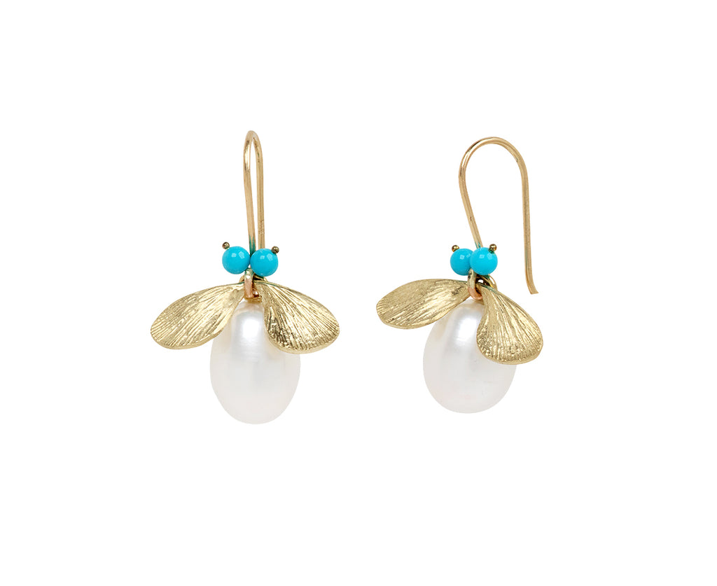 Pearl and Turquoise Jeweled Bug Earrings
