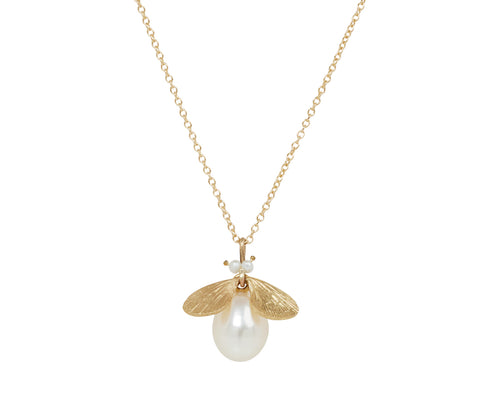Annette Ferdinandsen Pearl Jeweled Bug Pendant Necklace