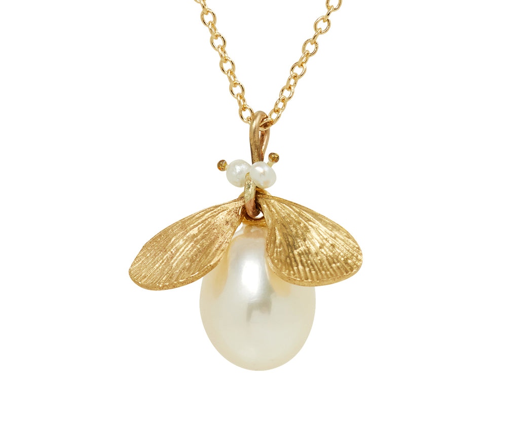 Annette Ferdinandsen Pearl Jeweled Bug Pendant Necklace - closeup