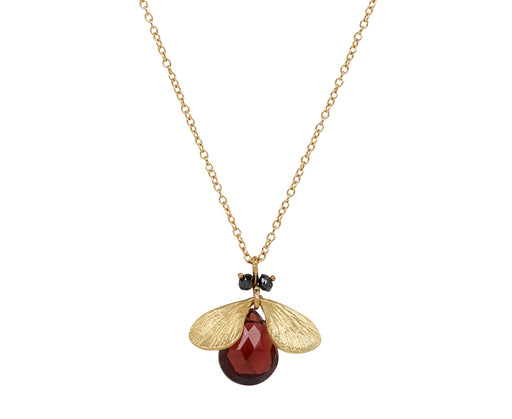 Annette Ferdinandsen Garnet and Diamond Jeweled Bug Pendant Necklace