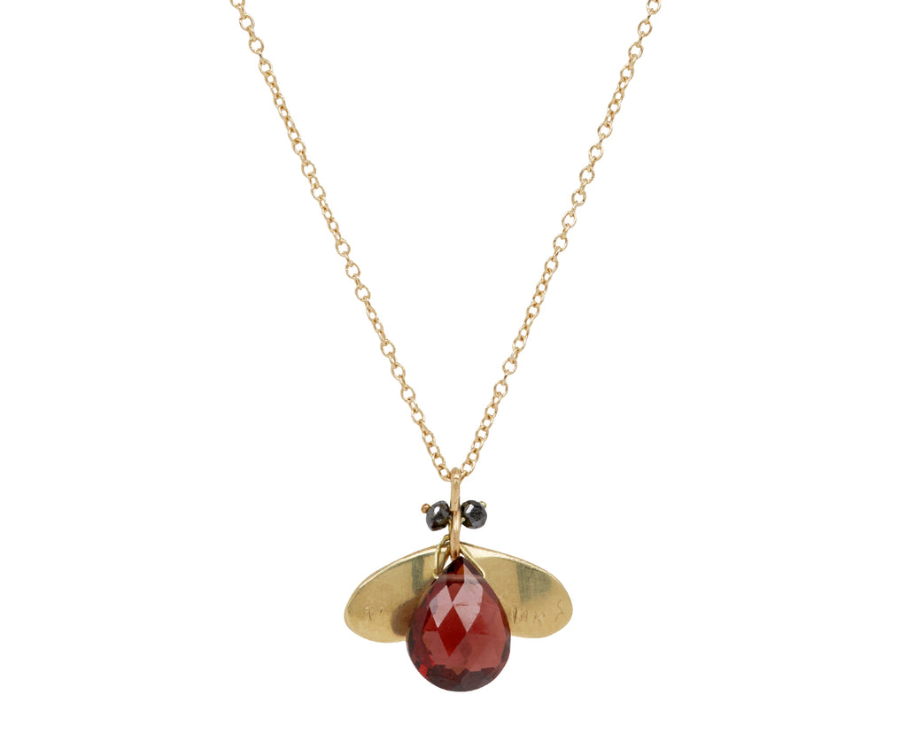 Annette Ferdinandsen Garnet and Diamond Jeweled Bug Pendant Necklace - Back View