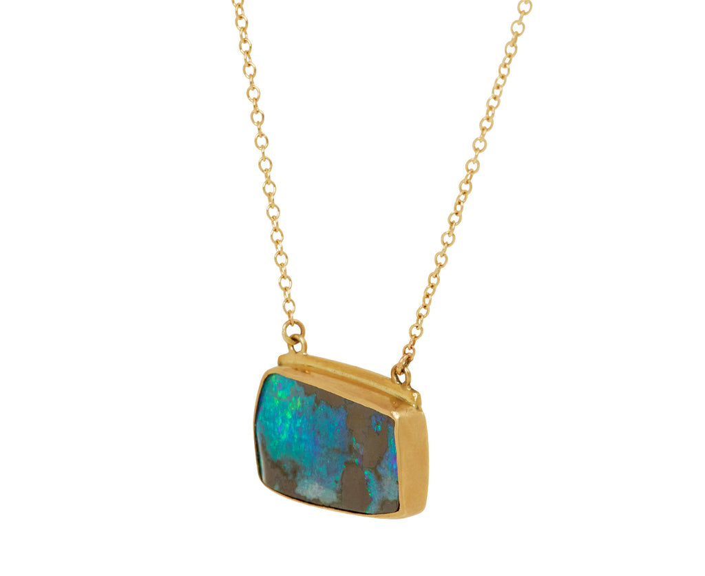 Annette Ferdinandsen Boulder Opal Rectangular Pendant Necklace - side