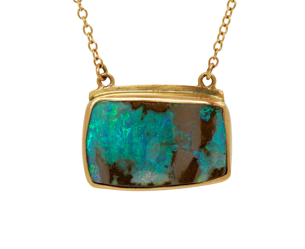 Annette Ferdinandsen Boulder Opal Rectangular Pendant Necklace - closeup
