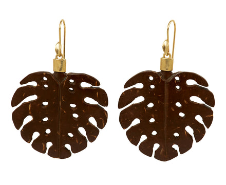 Annette Ferdinandsen Coconut Shell Palm Leaf Earrings