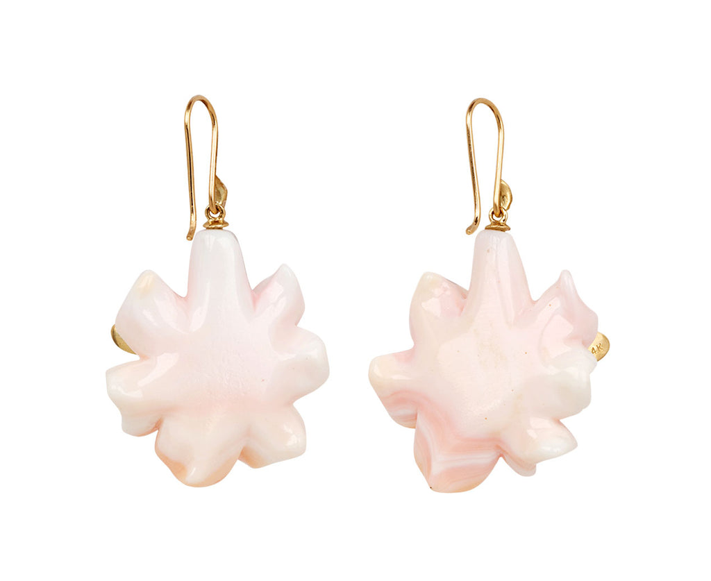 Pink Conch Lily Blossom and Tigers Eye Bee Earrings