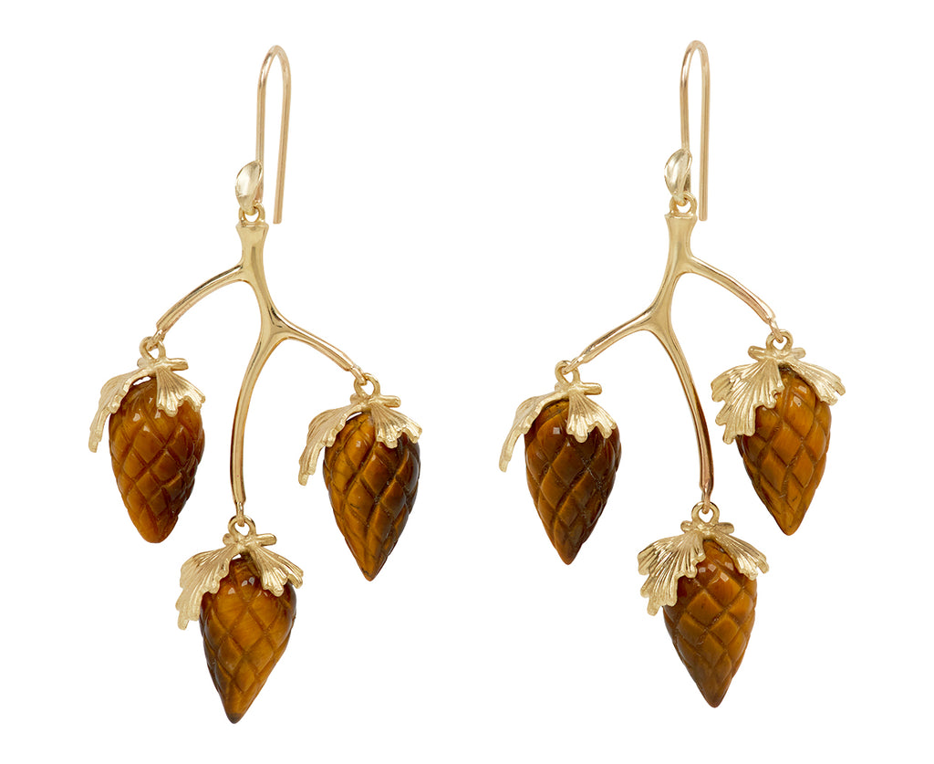Tiger's Eye Pine Cone Branch Earrings