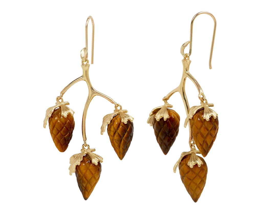 Tiger's Eye Pine Cone Branch Earrings