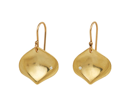 Small Gold Rose Petal Earrings with Diamonds - TWISTonline 