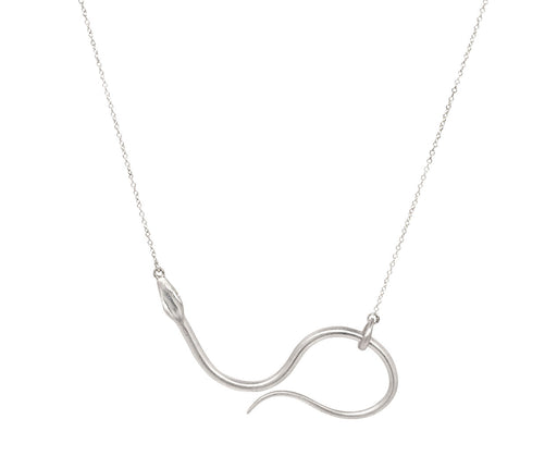 Silver Diamond Eye Serpent Necklace